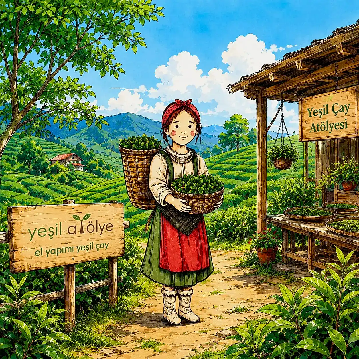 el yapımı Yeşil Çay atolyesi